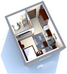 Furnished single-occupancy accommodation room