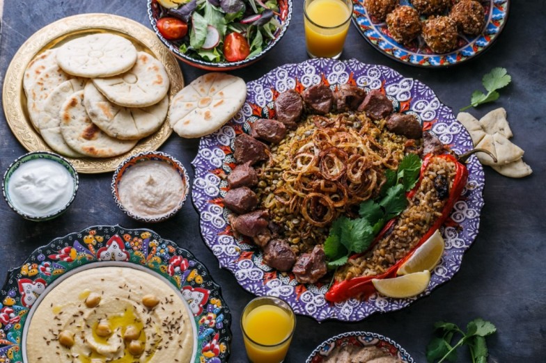Arabic meal spread prepared for workforce catering